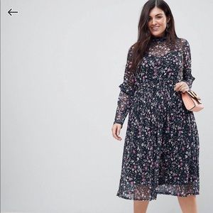 ASOS Curve Mesh Ditsy Print Dress NWOT